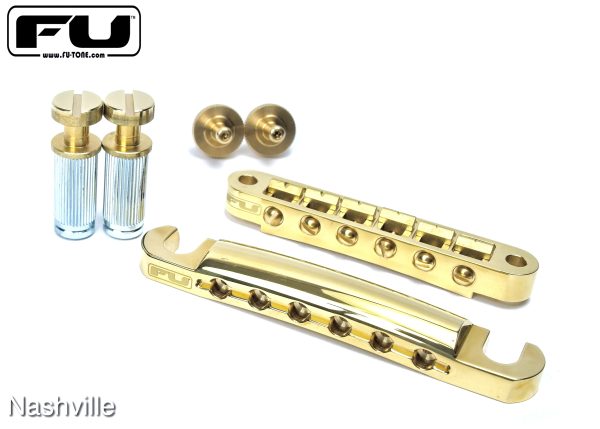 FU-Tone Stop Tail & Tune-O-Matic BRASS Bridge Set - Natural Brass - Image 2